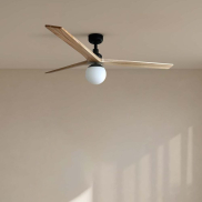Faro Klim L - ventilateur de plafond avec lumière - Ø 150 cm - noir mat et pin