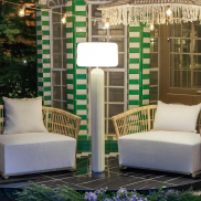 New Garden Phoebe 145 - lampadaire rechargeable à énergie solaire et à batterie avec télécommande - Ø 45 x 143 cm - RGB + blanc 5W LED inclus - IP65 - beige crème - 3000K