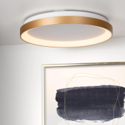 Lucide Vidal - plafonnier - Ø 48 x 6 cm - 38W LED inclus - or mat/laiton.