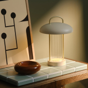 Nordlux Mirano - lampe de table portable avec batterie rechargeable - Ø 20 x 29 cm - fonction Moodmaker à 3 niveaux - 3W LED inclus - beige
