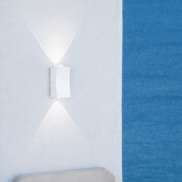 Nova Luce Dewei - applique murale extérieure - 5 x 9 x 4 cm - 2x 2W LED inclus - IP54 - blanc sablé