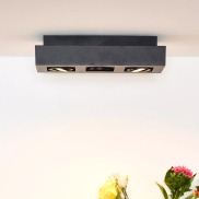 Lucide Xirax - spot en saillie 3L - 14 x 36 x 8 cm - 3 x 5W LED dimmable inclus - dim to warm - noir