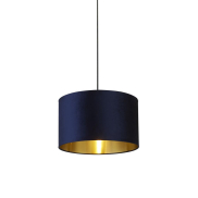 Searchlight Velvet Drum - abat-jour - Ø 40 x 24 cm - bleu marine et or