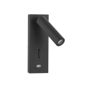 Nova Luce Fuse - applique murale avec interrupteur et chargeur USB - 6 x 12,3 x 18 cm - 3W LED inclus - noir
