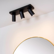 Lucide Taylor - spot en saillie 3L - 38 x 10 x 12,5 cm - 3 x 5W LED dimmable inclus - dim to warm - IP44 - noir