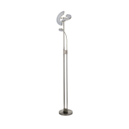 Searchlight Gio - lampadaire - 210 cm - 32W + 4,5W LED inclus - nickel satiné et blanc