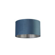 Searchlight Drum Shade - abat-jour - Ø 45 x 26 cm - bleu sarcelle et argent