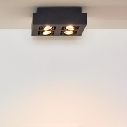 Lucide Xirax - spot en saillie 4L - 25 x 8 cm - 4 x 5W LED dimmable inclus - dim to warm - noir