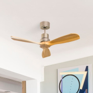 Faro Lantau S - ventilateur de plafond - Ø 107 cm - nickel mat et pin