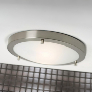 Nordlux Ancona Maxi - plafonnier - Ø 31,5 x 8 cm - IP44 - acier brossé et blanc opale