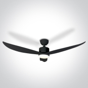 ONE Light Black Body - ventilateur de plafond avec lumière et télécommande - Ø 132 x 35 cm - 22W LED inclus - noir