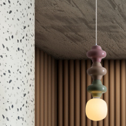 Nova Luce Clio - lampe suspendue - Ø 18 x 240 cm - rose, jaune, vert, blanc et verre opale