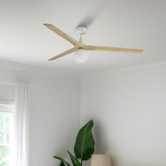 Faro Klim L - ventilateur de plafond avec lumière - Ø 150 cm - blanc mat et pin