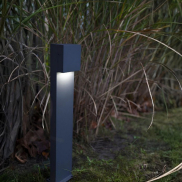 Lutec Gemini XF - lampe de jardin - 9,2 x 11 x 65 cm - 9,5W LED inclus - gris foncé - blanc
