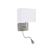 Searchlight Wall - applique murale avec double interrupteur - 20 x 25,5 cm - 1W LED inclus - nickel mat