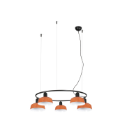 Faro Tatawin S - suspension - Ø 90 x 100 x 210 cm - noir satiné et orange rougeâtre brillant