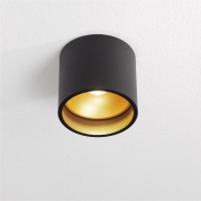 Artdelight Ormond - plafonnier - Ø 11 x 10 cm - 7W dimmable LED inclus - IP54 - noir et or mat