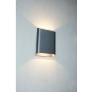 Artdelight Diaz Large - applique murale - 4 x 14,5 x 20 cm - 2 x 6W LED inclus - IP65 - métal brossé