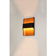 Artdelight Dallas - applique murale - 16 x 7,8 x 24 cm - 2 x 8W LED dimmable inclus - IP65 - noir & or