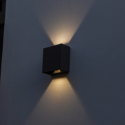 Lutec Gemini Beams - 11 x 11 x 5.4 cm - 10W inclus - IP54 - noir - blanc chaud