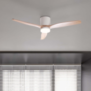Nova Luce Aloa - ventilateur de plafond avec lumière et télécommande - Ø 132 x 27,5 cm - 18W LED inclus - blanc sablé et bois naturel