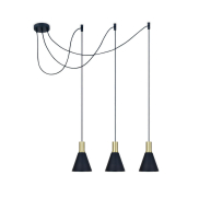ONE Light E27 Cones - lampe suspendue - Ø 15,3 x 222,8 cm - laiton brossé et noir