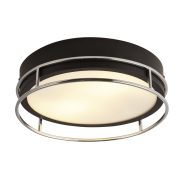 Searchlight Phoenix - plafonnier - Ø 30 x 10 cm - IP44 - noir et chrome