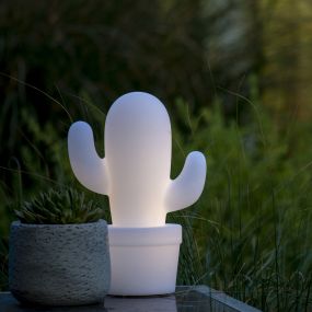 Lucide Cactus - lampe de table pour l'extérieur - 33 cm - 2W LED à intensité variable incl. - IP44 - blanc