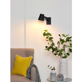 Lucide Mizuko - lampe murale avec interrupteur - 36 x 13 x 32 cm - noir