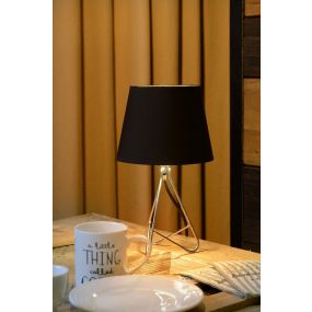 Lucide Gitta - lampe de table - 30cm - noir, chrome