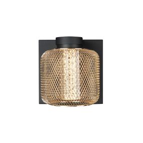 Maxlight Mesh - applique murale - 12 x 12,5 x 12 cm - 5W LED inclus - noir mat et or