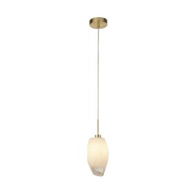 Searchlight Rocky - lampe suspendue - Ø 11 x 120 cm - laiton satiné et blanc