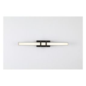 Searchlight Parma - lampe miroir - 47 x 6 cm - 10W LED inclus - IP44 - noir mat et transparent