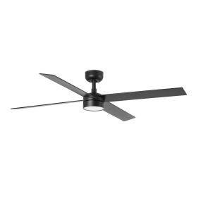 Faro Rudder L 4 - ventilateur de plafond avec lumière et télécommande - Ø 132 x 27,6 cm - noir mat et noyer foncé