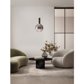 Nova Luce Nostos - lampe suspendue - Ø 25 x 170 cm - 6W dimmable LED inclus - verre fumé et or