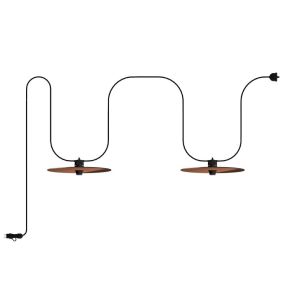 Creative Cables Eiva Ellepì - guirlande lumineuse portable - longueur totale de 5,6 mètres - 2 prises E27 avec support de câble en silicone - IP65 - noir et cuivre