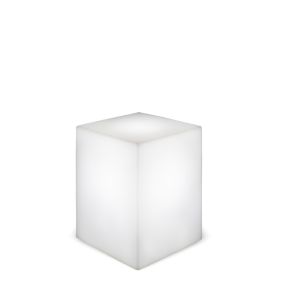 New Garden Cuby 53 - lampe de table solaire rechargeable avec télécommande - 53 x 43 x 43 cm - 1W RGB LED inclus - IP65 - blanc