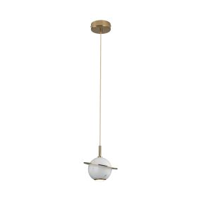 Maxlight Uranos - lampe suspendue - Ø 16 x 190 cm - 5W LED inclus - blanc et or