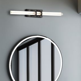 Searchlight Parma - lampe miroir - 47 x 6 cm - 10W LED inclus - IP44 - noir mat et transparent