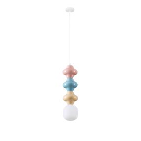 Nova Luce Clio - lampe suspendue - Ø 18 x 240 cm - rose, bleu, jaune, blanc et verre opale