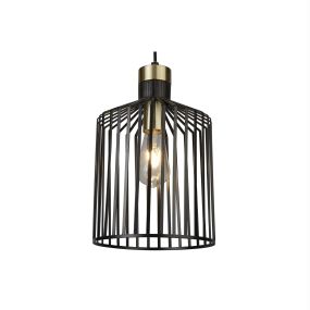 Searchlight Bird Cage - lampe suspendue - 22,5 x 22 x 164 cm - noir mat