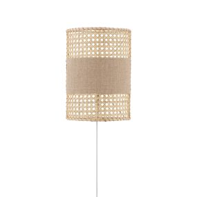 Nova Luce Lum - applique murale - 20,5 x 29 x 11 cm - rotin naturel, brun et blanc