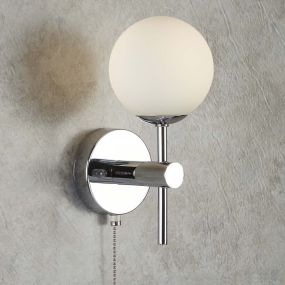 Searchlight Global - applique murale avec interrupteur à tirette - 10 x 21 cm - IP44 - blanc et chrome