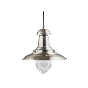 Searchlight Fisherman - lampe suspendue - Ø 32 x 120 cm - argent satiné