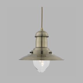 Searchlight Fisherman - lampe suspendue - Ø 32 x 120 cm - argent satiné