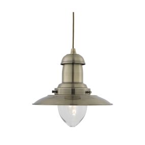 Searchlight Fisherman - lampe suspendue - Ø 32 x 120 cm - argent satiné