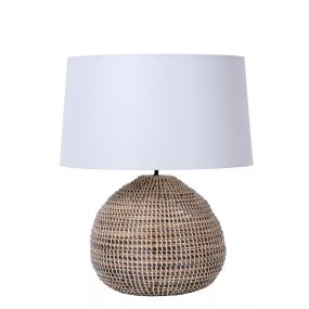 Lucide Maduka - lampe à poser - Ø 45 x 61 cm - brun clair et blanc
