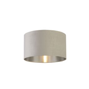 Searchlight Drum Shade - abat-jour - Ø 45 x 26 cm - gris clair et argent brossé