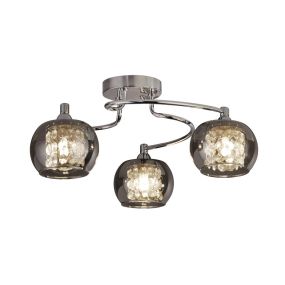 Searchlight Lovell - plafonnier - Ø 40 x 18 cm - chrome et verre fumé