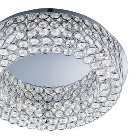 Searchlight Vesta - plafonnier - Ø 39,5 x 10 cm - 22W LED dimmable inclus - chrome